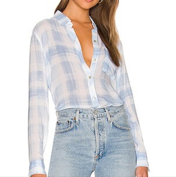 Rails Josephine Plaid Long Sleeve Button Up Lightweight Sheer Shirt Size Small - Picture 16 of 16
